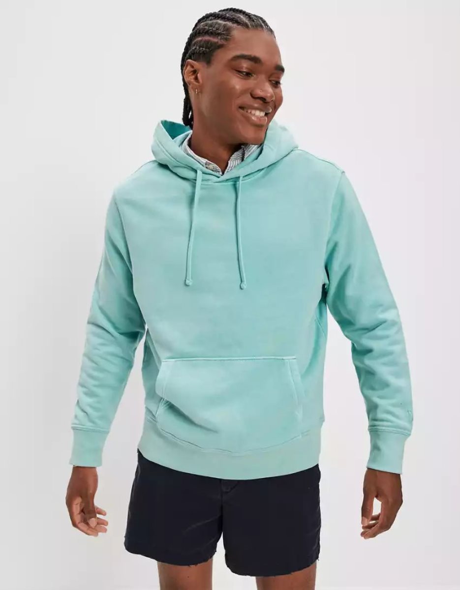 Sweat à Capuche American Eagle AE Bonfire Fleece Turquoise Clair Homme | AFM-60894488